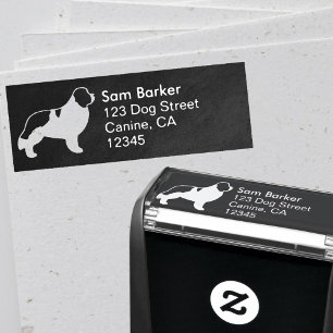 Newfoundland Landseer Silhouette Return Address Self-inking Stamp