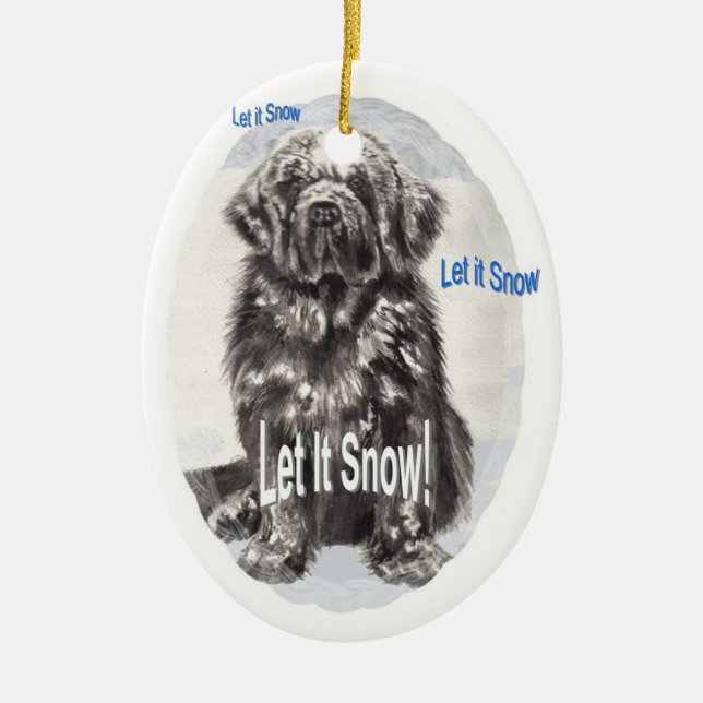 Newfoundland "Let It Snow" Ceramic Tree Decoration (Front)