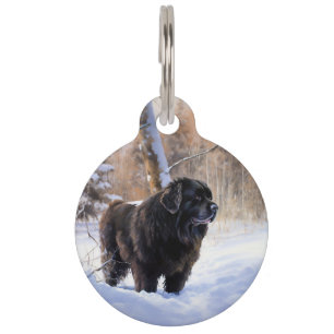 Newfoundland Let It Snow Christmas Pet Tag