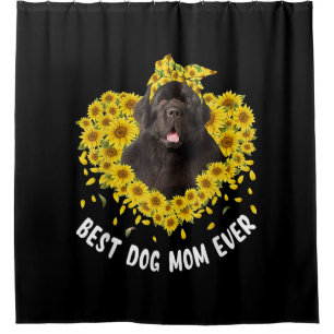 Newfoundland mum lovers   sunflower dog gift shower curtain