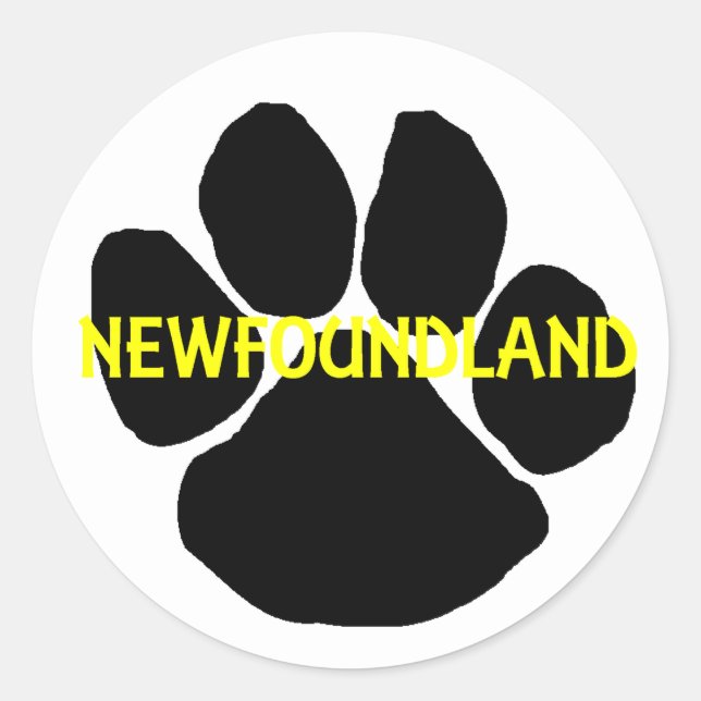 newfoundland name paw.png classic round sticker (Front)