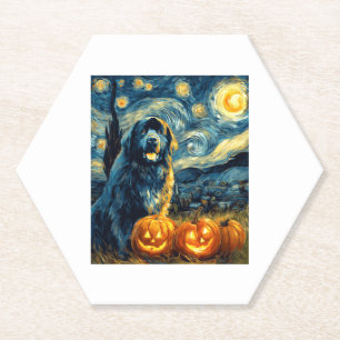 Newfoundland Newfie Cute Dog Halloween Jack O Lant Paper Coaster