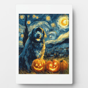 Newfoundland Newfie Cute Dog Halloween Jack O Lant Plaque