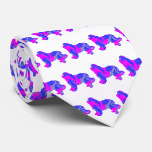 Newfoundland Newfie Dog Pink Silhouette White Neck Tie
