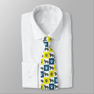 Newfoundland Newfie Dog Silhouette Yello n Blu Paw Tie