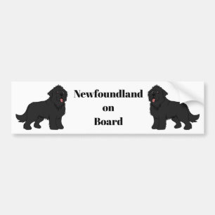 "Newfoundland on Board" Black Newfoundland Bumper Sticker