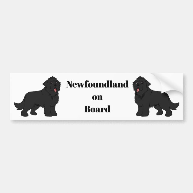 "Newfoundland on Board" Black Newfoundland Bumper Sticker (Front)