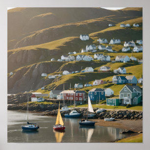Newfoundland Outport During a Sunny Day (AI) Poster