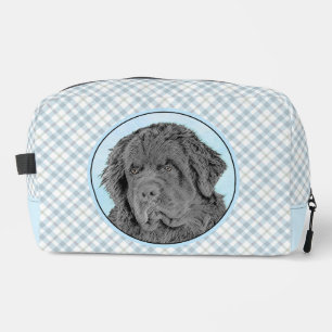 Newfoundland Painting Black Cute Original Dog Art Dopp Kit
