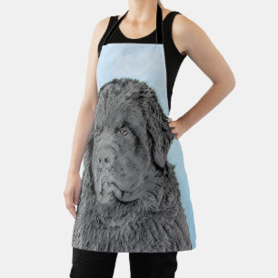 Newfoundland Painting - Cute Original Dog Art Apron