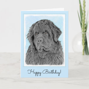 Newfoundland Painting — Cute Original Dog Art Card