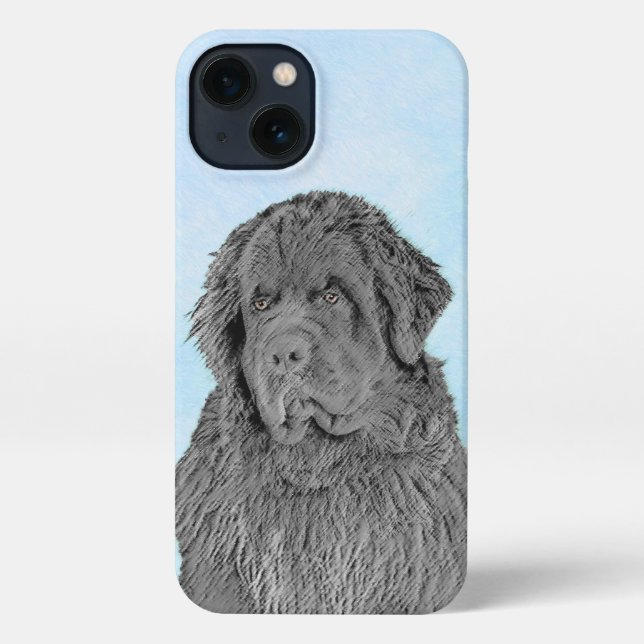 Newfoundland Painting - Cute Original Dog Art iPhone Case (Back)