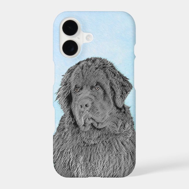 Newfoundland Painting - Cute Original Dog Art iPhone Case (Back)