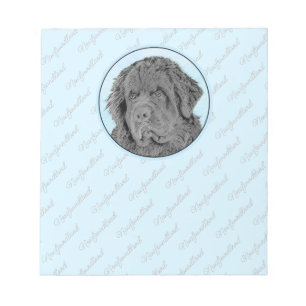 Newfoundland Painting - Cute Original Dog Art Notepad