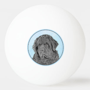 Newfoundland Painting - Cute Original Dog Art Ping Pong Ball