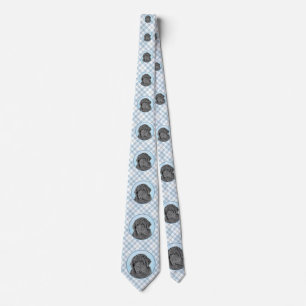 Newfoundland Painting - Cute Original Dog Art Tie