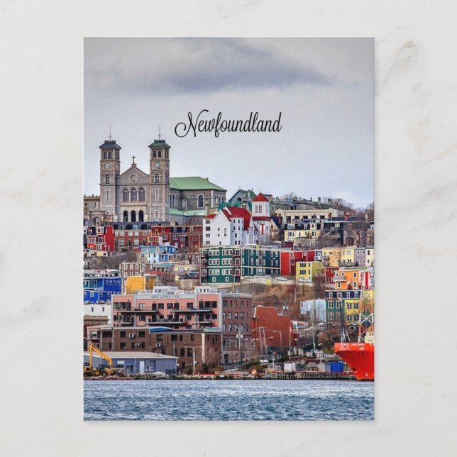 Newfoundland, panoramic cityscape photograph, postcard (Front)