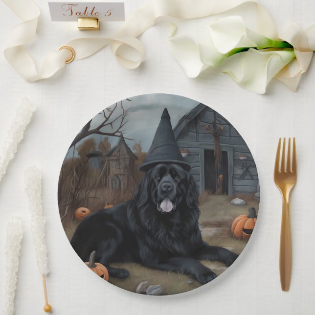 Newfoundland Pumpkins Halloween Scary  Paper Plate (Wedding)