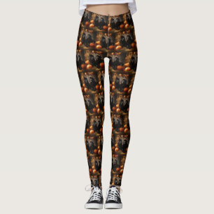 Newfoundland Puppy Autumn Delight Pumpkin Leggings