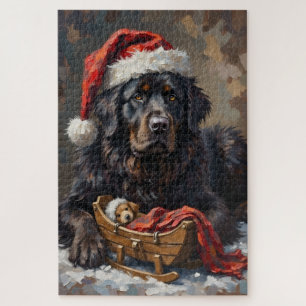 Newfoundland Quiet Christmas Night Guardian Hat Jigsaw Puzzle