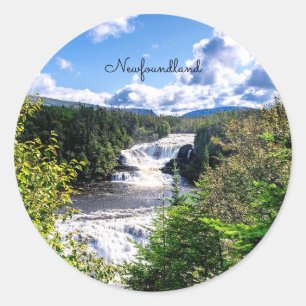 Newfoundland, scenic waterfall,  classic round sticker