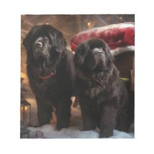 Newfoundland Snowy Sleigh Christmas Decor Notepad