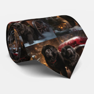 Newfoundland Snowy Sleigh Christmas Decor Tie