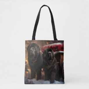 Newfoundland Snowy Sleigh Christmas Decor Tote Bag