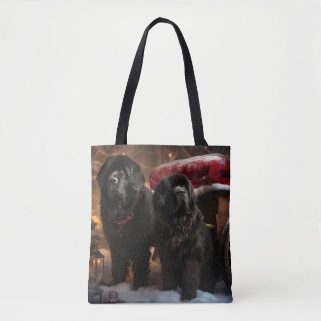 Newfoundland Snowy Sleigh Christmas Decor Tote Bag (Front)