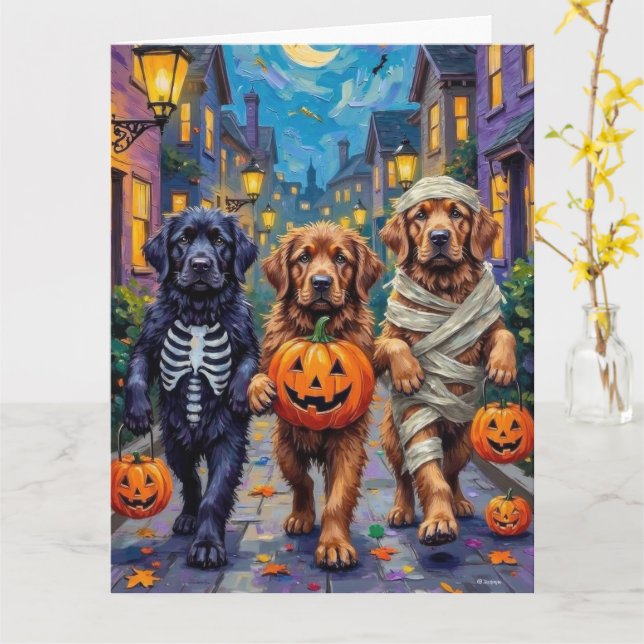 Newfoundland Trick-or-Treating Halloween Costumes Card (Yellow Flower)