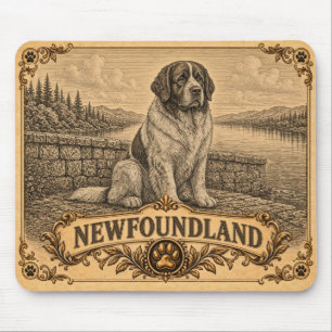 Newfoundland, Vintage Heritage Dog Mouse Pad