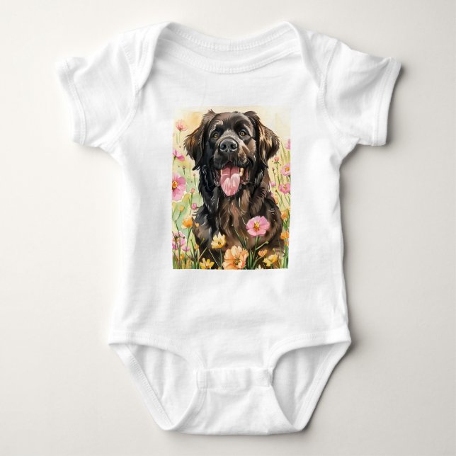Newfoundland Watercolor Baby Bodysuit (Front)