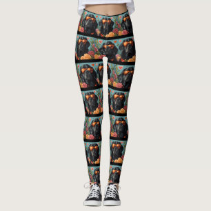 Newfoundland with Heart Roses Valentine's Day Leggings