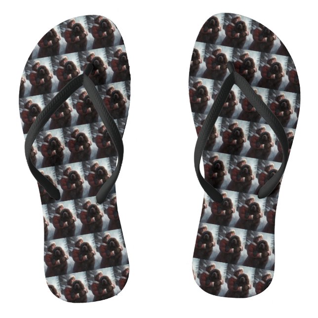 Newfoundland With Santa Claus Festive Christmas  Jandals (Footbed)