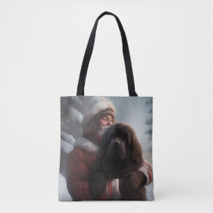 Newfoundland With Santa Claus Festive Christmas  Tote Bag