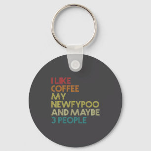 Newfyo Dog Owner Coffee Lover Funny Quote Vintage  Key Ring