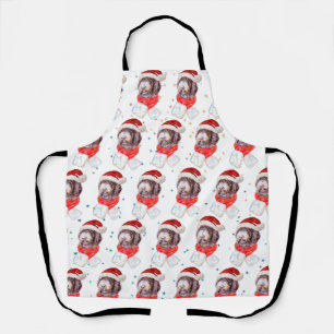 Newfypoo Dog Breed Christmas Stars Apron