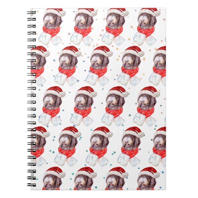 Newfypoo Dog Breed Christmas Stars Notebook (Front)
