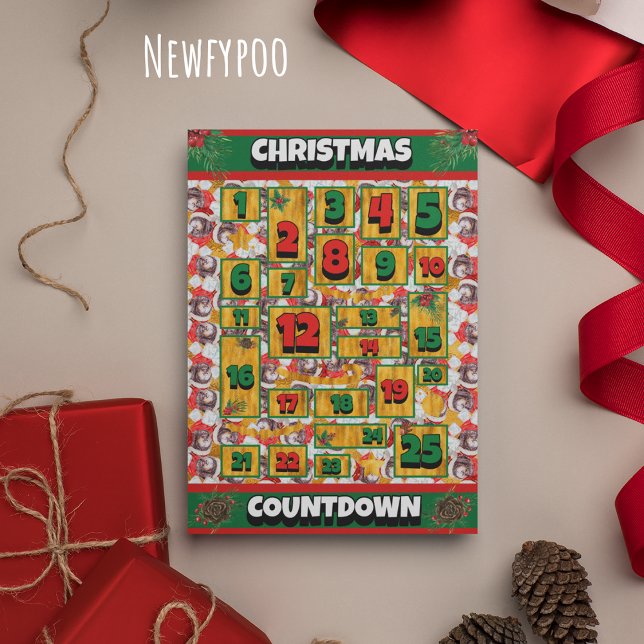 Newfypoo Dog Countdown Christmas Advent Calendar  Holiday Card (Creator Uploaded)