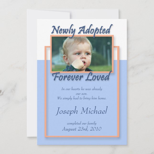 Newly Adopted, Forever Loved ~ Announcements (Front)