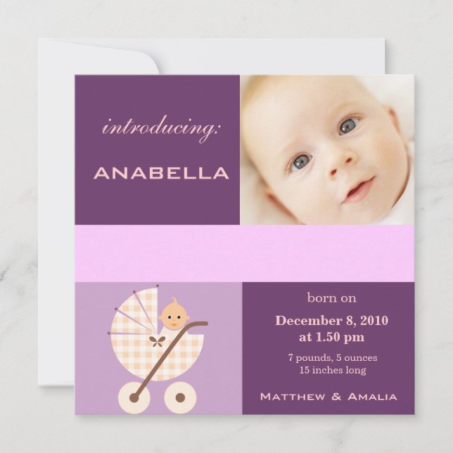 Newly Born Baby Girl Announcement (Front)