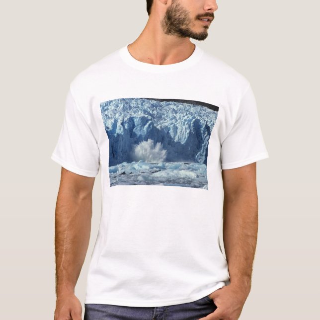 Newly-calved iceberg splashing into chilly T-Shirt (Front)
