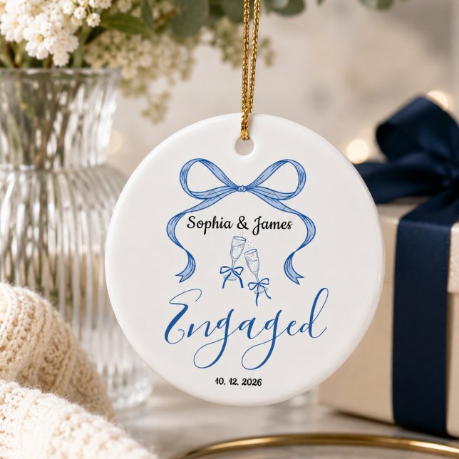 newly engaged couple, custom christmas gift ceramic tree decoration (Creator Uploaded)