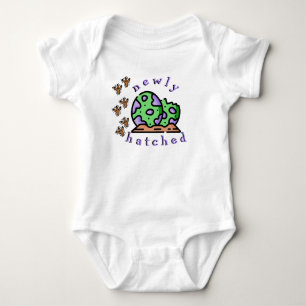 "newly hatched" Purple and Green Dino Eggs Baby Bodysuit