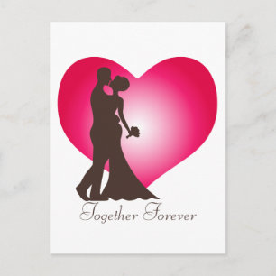 Newly wedded couple postcard