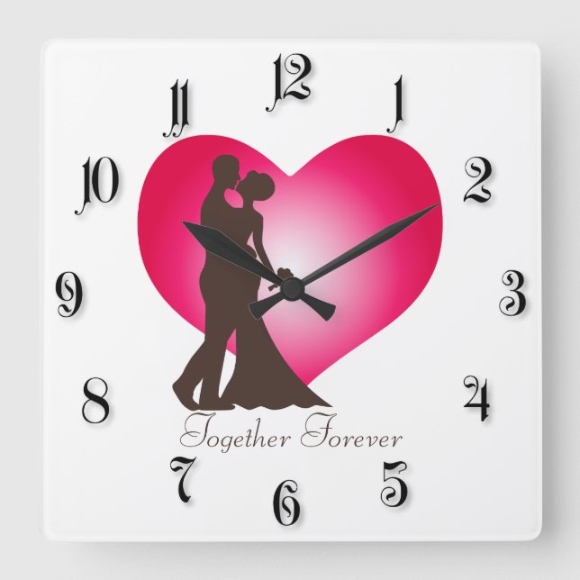 Newly wedded couple square wall clock (Front)