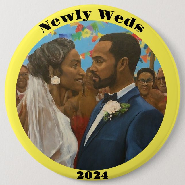 Newly Weds 6 Cm Round Badge (Front)