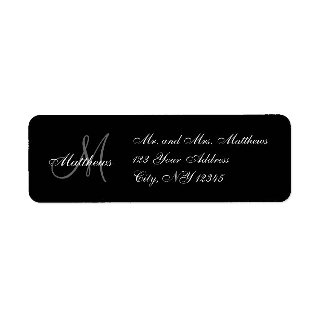 Newly Weds Monogram Return Address Labels (Front)