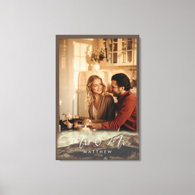 Newly Weds Mrs&Mr Rocky Landscape Photo Canvas Print (Front)