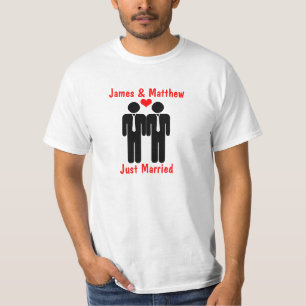 Newly Weds Two Grooms With Heart Customisable T-Shirt